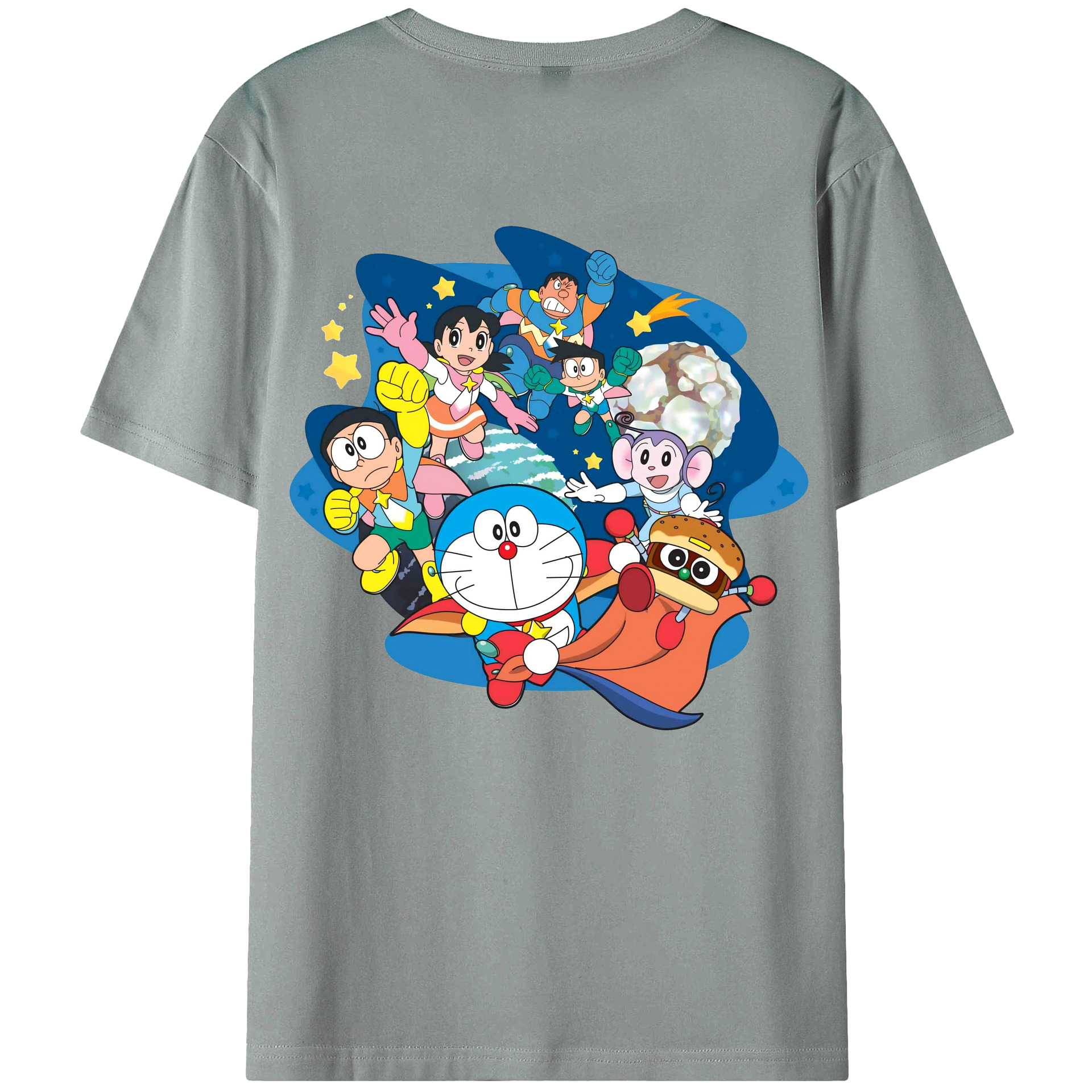 （画像用） ドラえもん Doraemon 綿100％ メンズ半袖Tシャツ（バックプリント） 通気性